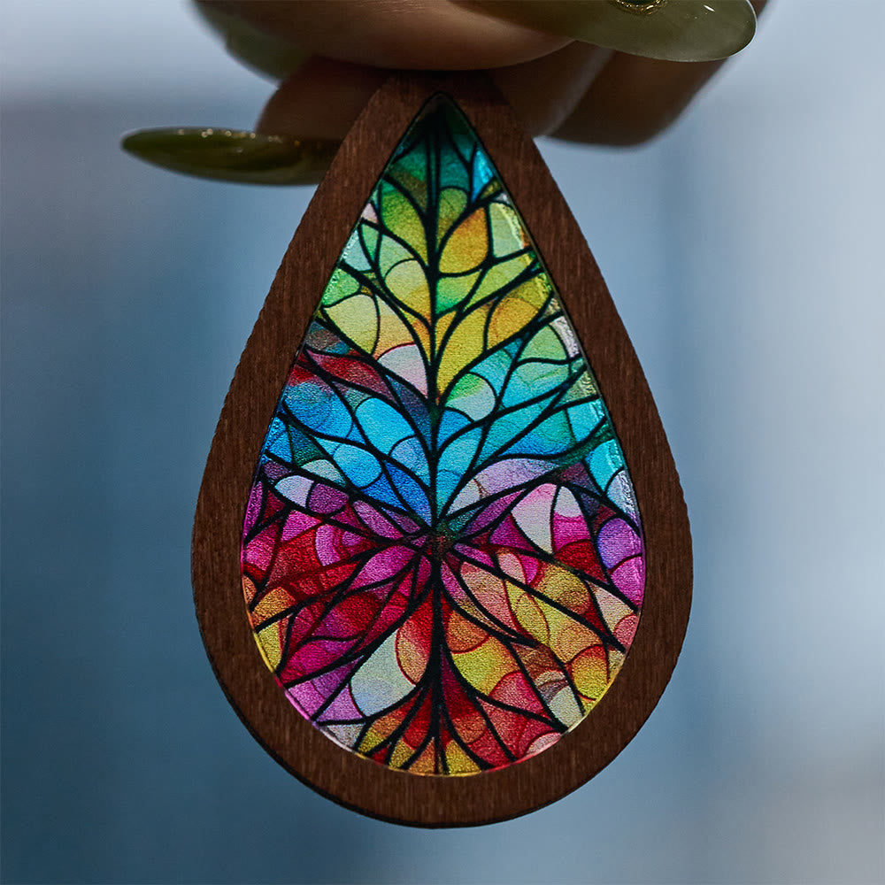 Pendientes en Forma de Gota de Gracia Gloriosa Inspirados en el Arte Colorido de Ventanas de Iglesias