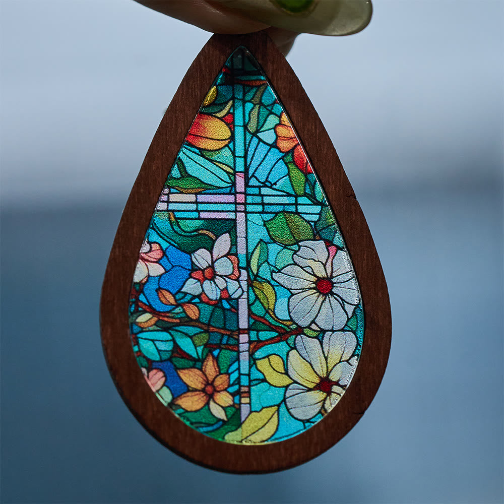 Pendientes en Forma de Gota de Gracia Gloriosa Inspirados en el Arte Colorido de Ventanas de Iglesias