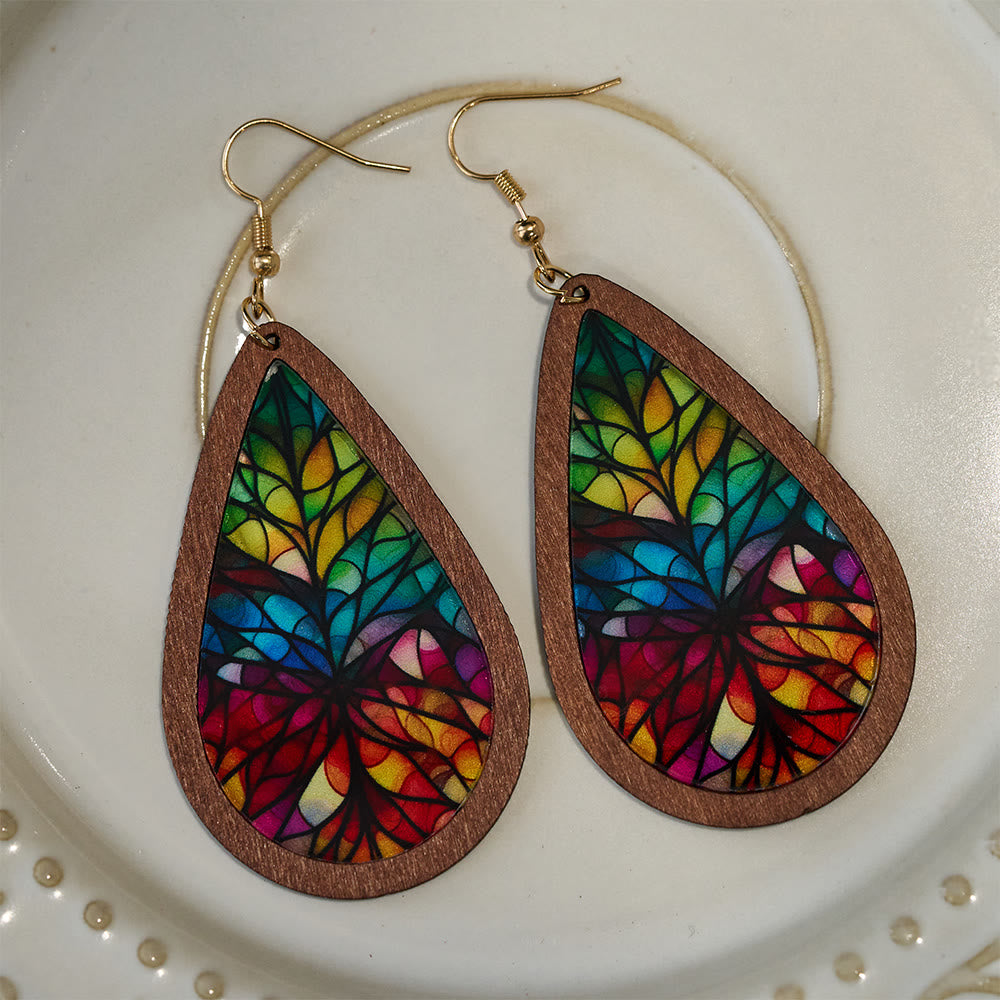 Pendientes en Forma de Gota de Gracia Gloriosa Inspirados en el Arte Colorido de Ventanas de Iglesias