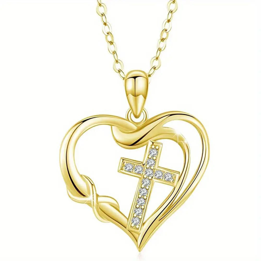 Collar Corazón y Cruz: Devoción y Elegancia Atemporal