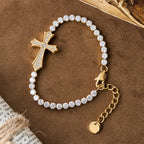 Pulsera de Cruz Elegante con Zirconitas de 2 Colores: Un Símbolo de Gracia Divina y Elegancia