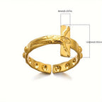 Anillo de Devoción Abierto Ajustable Grabado en Cruz Atemporal