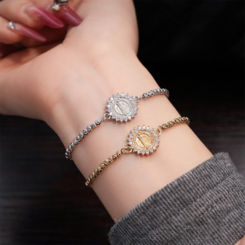 Pulsera de cuentas con el Halo de la Medalla Milagrosa de Nuestra Señora: Emblema de Protección Divina y Gracia