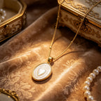 Collar de Perla Blanca Natural de San: Sagrado Corazón, Jesús, Nuestra Señora y San Miguel