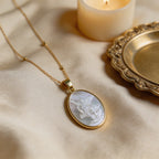 Collar de Perla Blanca Natural de San: Sagrado Corazón, Jesús, Nuestra Señora y San Miguel