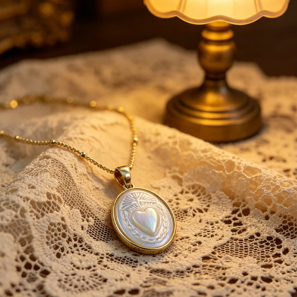 Collar de Perla Blanca Natural de San: Sagrado Corazón, Jesús, Nuestra Señora y San Miguel