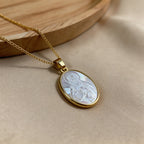 Collar de Perla Blanca Natural de San: Sagrado Corazón, Jesús, Nuestra Señora y San Miguel