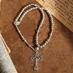 Pulsera de Rosario Magnética en Tono Plateado Sagrado: 2 en 1 Oración y Pulsera