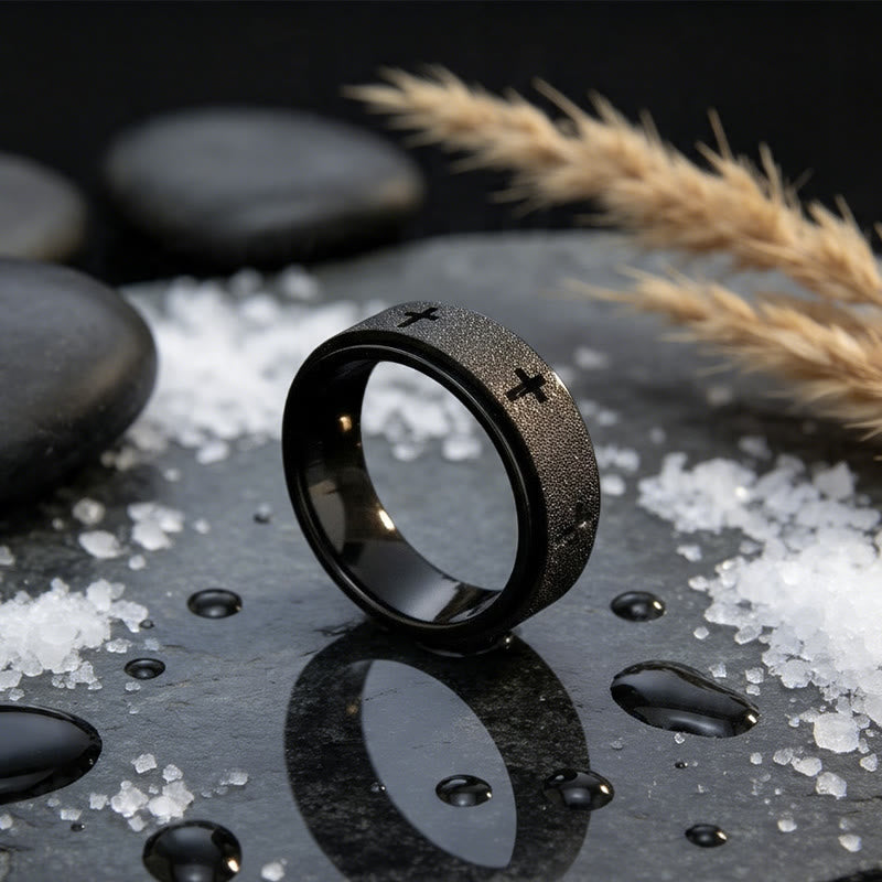 Anillo giratorio cruzado para aliviar el estrés: Emblema de fe inquebrantable