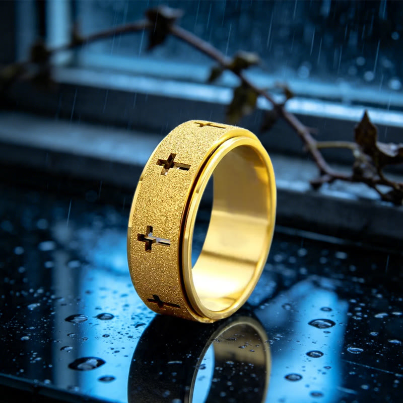 Anillo giratorio cruzado para aliviar el estrés: Emblema de fe inquebrantable
