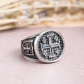 Anillo Sello Redondo y Cuadrado de la Cruz de Jerusalén: Emblema de la Unidad de la Fe
