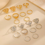 Conjunto de Anillos Cruz Marian Oro y Plata: Un Símbolo de Devoción Celestial