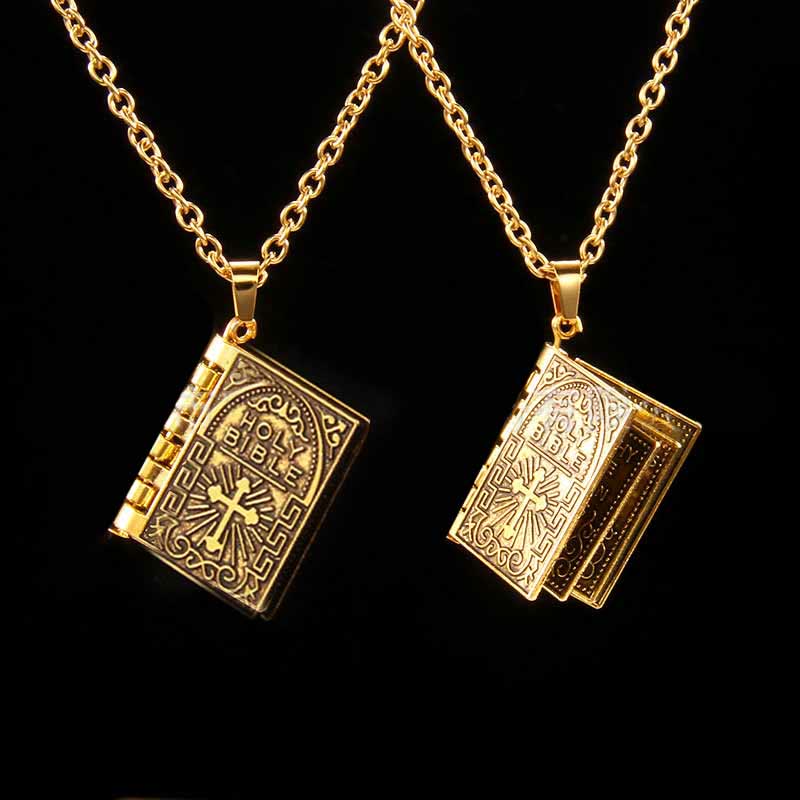 Colgante de Cruz Giratoria de la Santa Biblia, Collar de Calidad