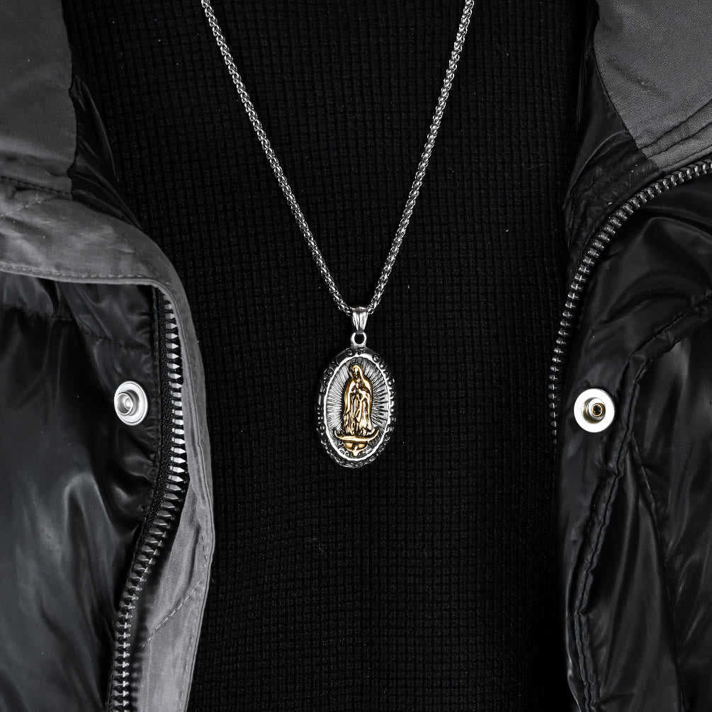 Collar de Acero Inoxidable de Nuestra Señora de Guadalupe en 3 Colores