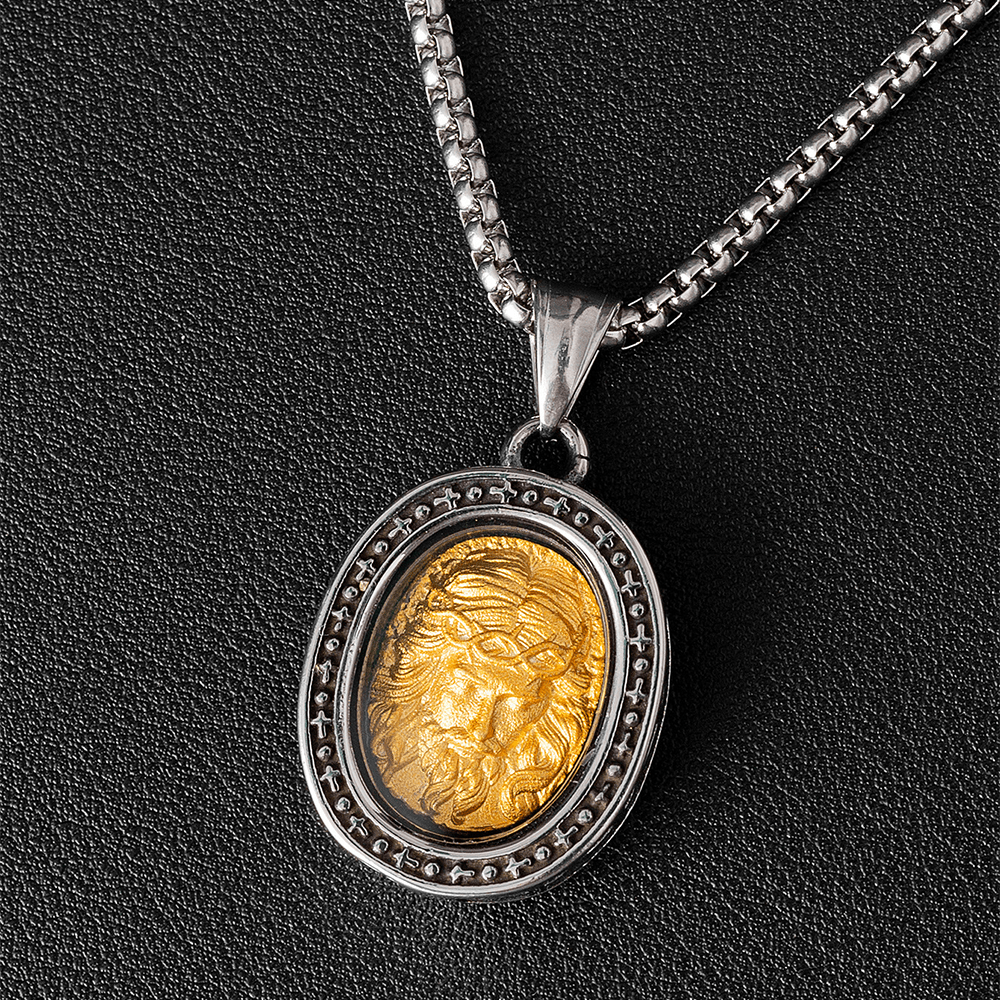 Medalla de San Cristo Dorada Colgante Collar de Titanio
