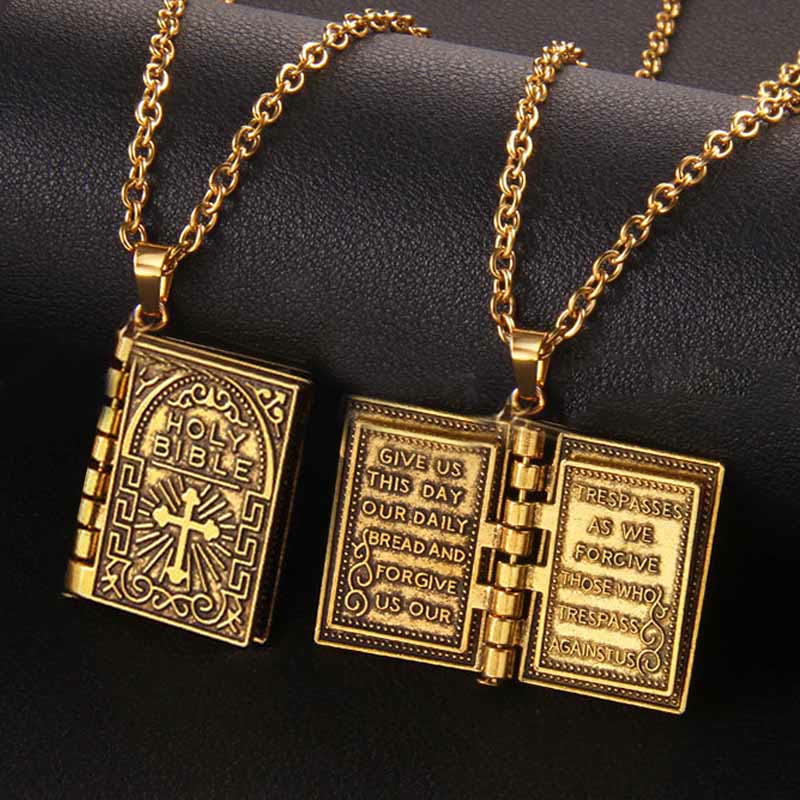 Colgante de Cruz Giratoria de la Santa Biblia, Collar de Calidad