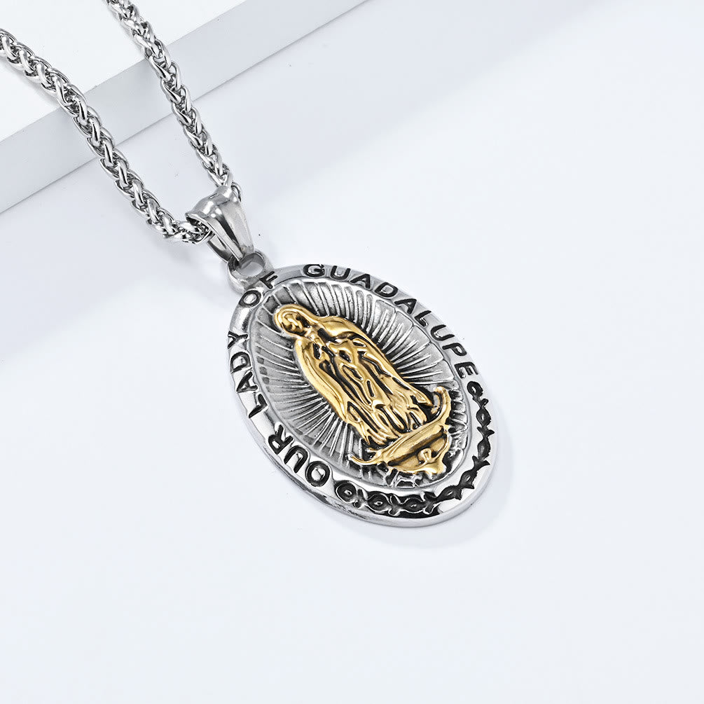Collar de Acero Inoxidable de Nuestra Señora de Guadalupe en 3 Colores