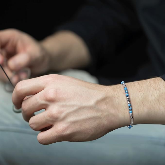 Pulsera de Cuentas Curativas con Cruz Turquesa