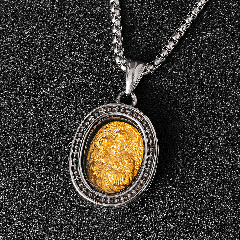 Medalla de San Cristo Dorada Colgante Collar de Titanio