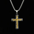 Collar de colgante cruz de lava plateado-dorado de estilo minimalista