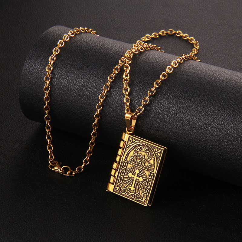 Colgante de Cruz Giratoria de la Santa Biblia, Collar de Calidad