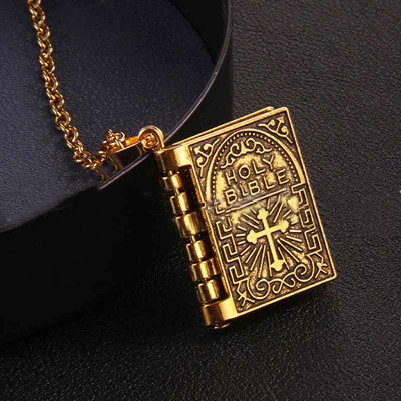 Colgante de Cruz Giratoria de la Santa Biblia, Collar de Calidad