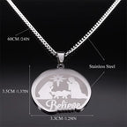 Collar de Regalo de Navidad Creer en la Natividad de Plata