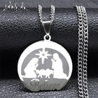 Collar de Regalo de Navidad Creer en la Natividad de Plata