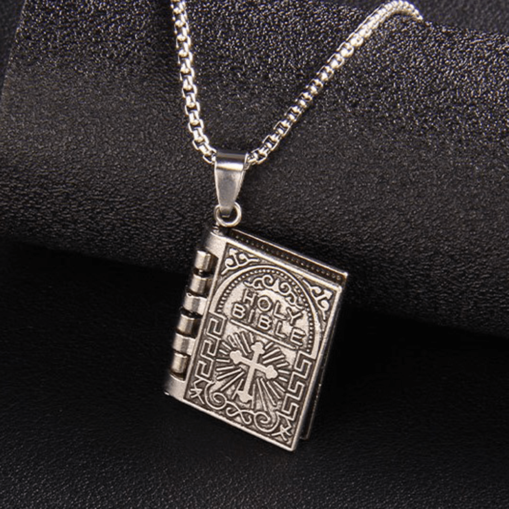 Colgante de Cruz Giratoria de la Santa Biblia, Collar de Calidad