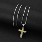 Collar de colgante cruz de lava plateado-dorado de estilo minimalista
