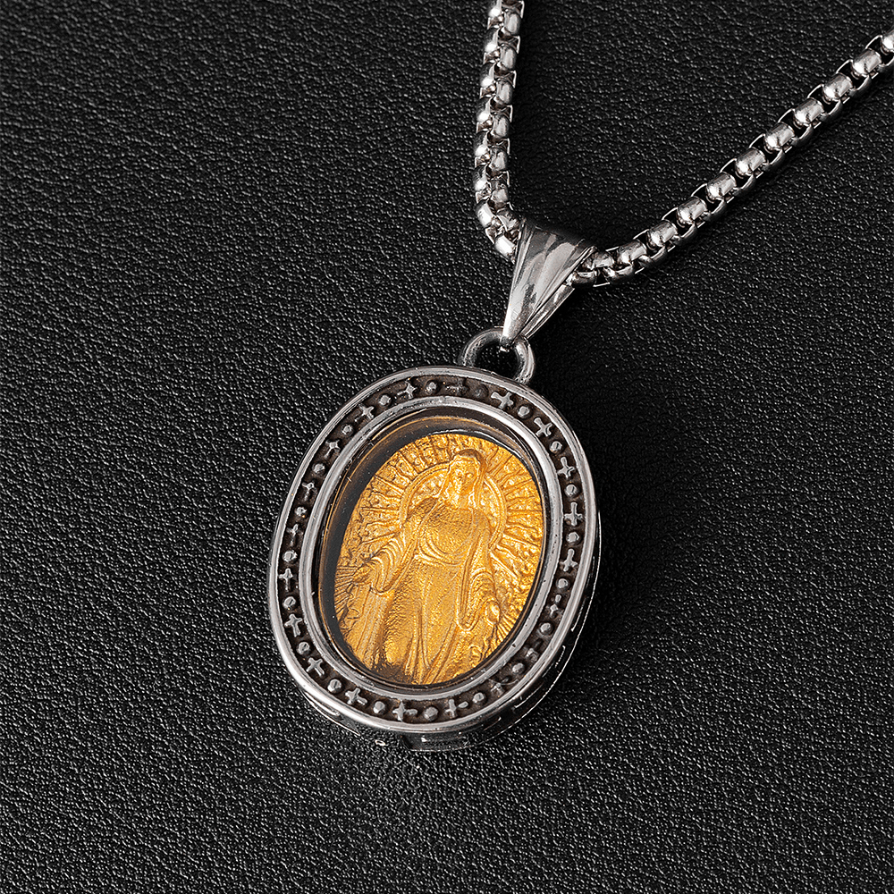 Medalla de San Cristo Dorada Colgante Collar de Titanio